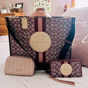 Coach mauve Large Dempsey tote with matching wallet & zippered pouch